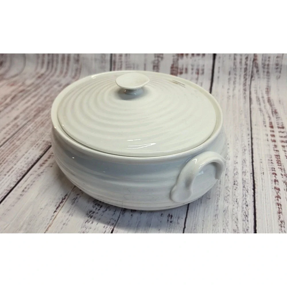 Sophie Conran Portmeirion Casserole Dish 8.5in White Excellent Rippled